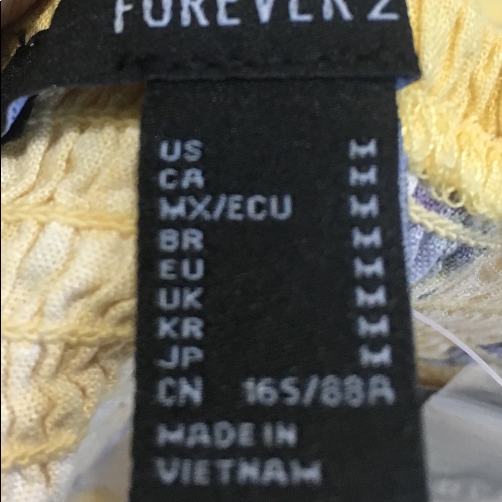 F21 Crop Top floral print yellow size M - Picture 3 of 5